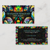 Kleurrijke Abstract Swirls Glas in lood Look 2a Visitekaartje (Voorkant / Achterkant)