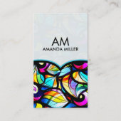 Kleurrijke Abstract Swirls Glas in lood Sjabloon 2 Visitekaartje (Voorkant)