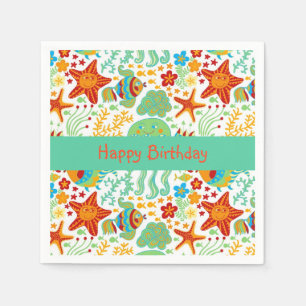 Kleurrijke Abstract Zee Dieren Cartoon Stijl Servet