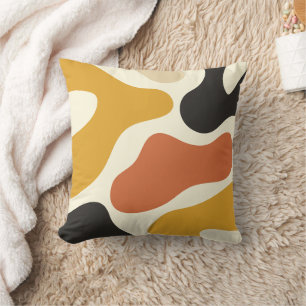kleurrijke Abstract Zwart En mosterd oranje Kussen