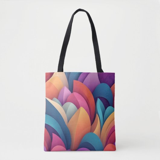Kleurrijke abstracte achtergrond overlappend gebog draagtas (Voorkant)