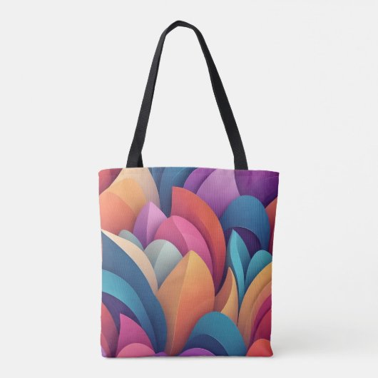 Kleurrijke abstracte achtergrond overlappend gebog draagtas (Achterkant)