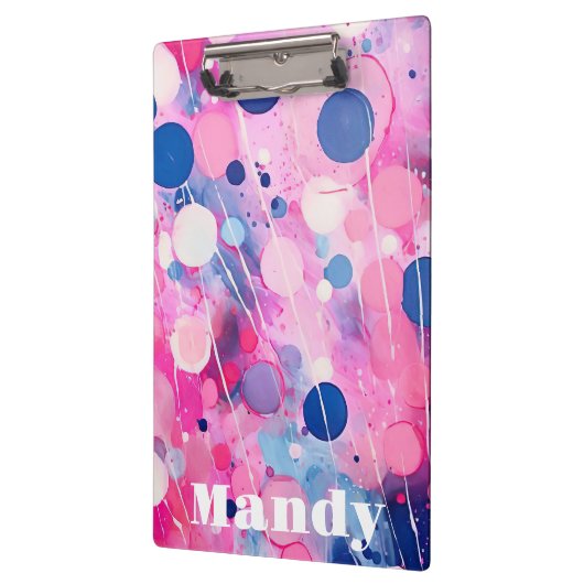 Kleurrijke abstracte acryl schilderstijl met naam klembord (Links)