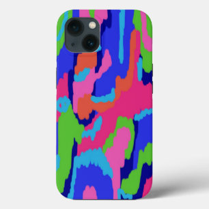 Kleurrijke Abstracte afdrukken in Retrokleuren iPhone 13 Hoesje