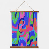 Kleurrijke Abstracte afdrukken in Retrokleuren Hangend Wandkleed (Voorkant)