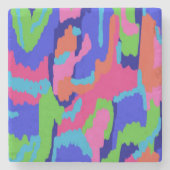 Kleurrijke Abstracte afdrukken in Retrokleuren Stenen Onderzetter (Voorkant)