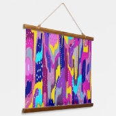 Kleurrijke Abstracte afdrukken met vun Stippen Hangend Wandkleed (Gebogen)