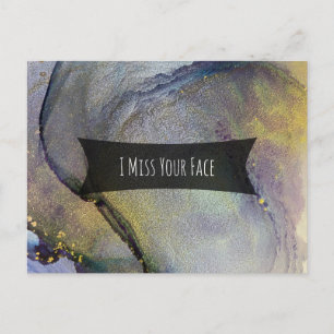 Kleurrijke Abstracte alcoholinkt, ik mis je gezich Briefkaart