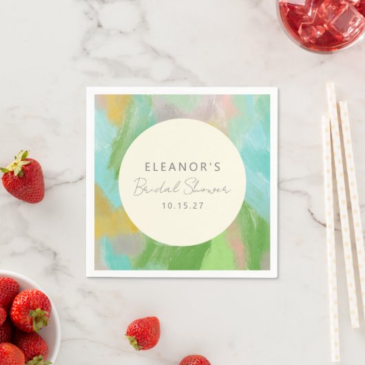 Kleurrijke Abstracte Aquarel Bruidsdouche Aangepas Servet (Insitu)