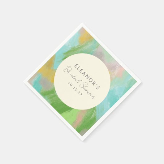 Kleurrijke Abstracte Aquarel Bruidsdouche Aangepas Servet (Hoek)