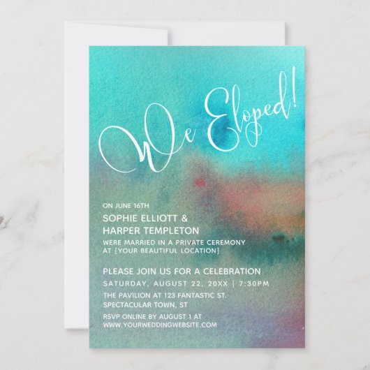 Kleurrijke Abstracte Aquarel We Eloped Schrift Kaart (Voorkant)