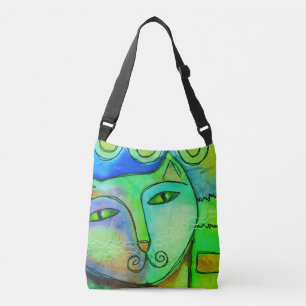 Kleurrijke Abstracte Art Cat Crossbody Tas