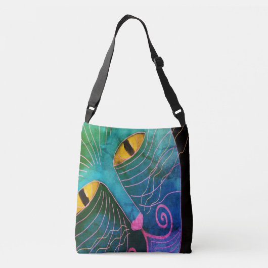 Kleurrijke Abstracte Art Cat Face Crossbody Tas (Achterkant)
