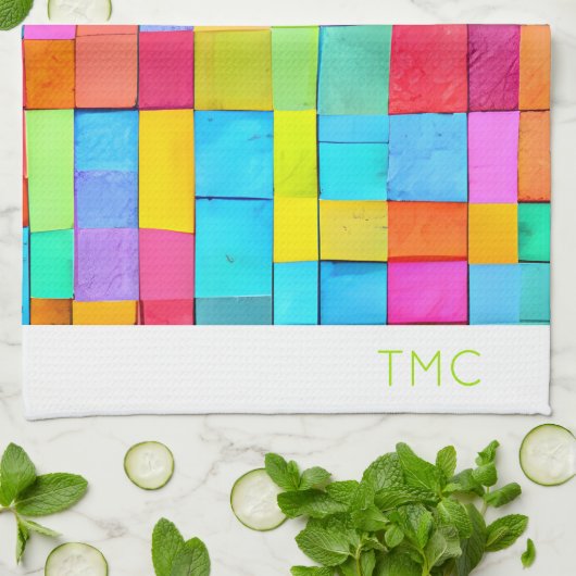 Kleurrijke Abstracte Art INITIALEN Modern Decor Le Theedoek (Gevouwen)