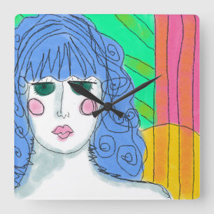 Kleurrijke Abstracte Art Large Clock Vierkante Klok