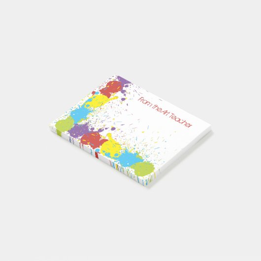 Kleurrijke Abstracte Art Paint Spatter Note (Schuin)