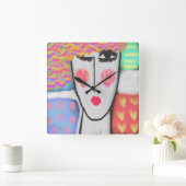 Kleurrijke Abstracte Art Square Wall klok (Huis)