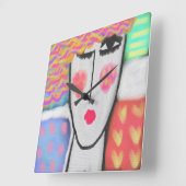 Kleurrijke Abstracte Art Square Wall klok (Hoek)