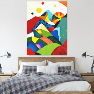 Kleurrijke Abstracte bergen Canvas Afdruk