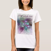 Kleurrijke Abstracte Bloem Bloemen Fractal Art Tek T-shirt (Voorkant)