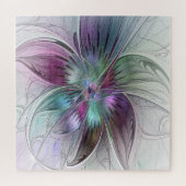 Kleurrijke Abstracte Bloem Moderne Bloemige Fracta Legpuzzel (Horizontaal)
