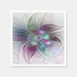 Kleurrijke Abstracte Bloem Moderne Bloemige Fracta Servet
