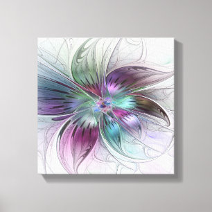 Kleurrijke Abstracte Bloem Moderne Bloemrijke Frac Canvas Afdruk