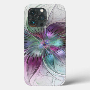 Kleurrijke Abstracte Bloem Moderne Bloemrijke Frac iPhone 13 Pro Hoesje
