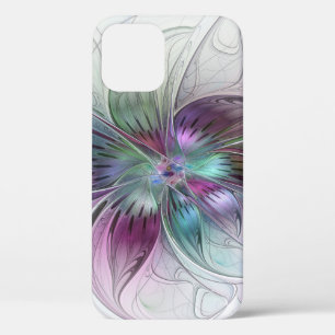 Kleurrijke Abstracte Bloem Moderne Bloemrijke Frac iPhone 12 Hoesje