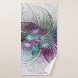 Kleurrijke Abstracte bloem Moderne fractale kunst Badhanddoek