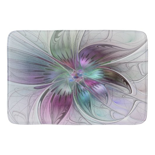 Kleurrijke Abstracte bloem Moderne fractale kunst Badmat (Voorkant)