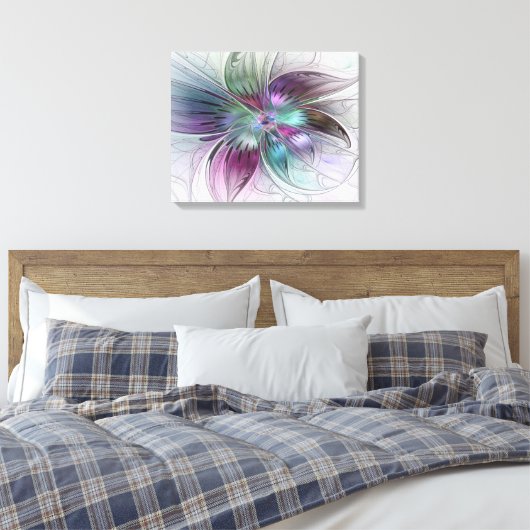 Kleurrijke Abstracte bloem Moderne fractale kunst Canvas Afdruk (Insitu (Slaapkamer))