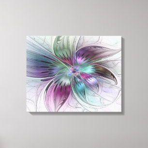 Kleurrijke Abstracte bloem Moderne fractale kunst Canvas Afdruk