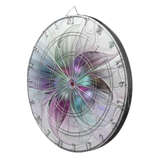 Kleurrijke Abstracte bloem Moderne fractale kunst Dartbord (Voorkant Rechts)