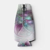 Kleurrijke Abstracte bloem Moderne fractale kunst Flesjeskoeler (Achterkant)