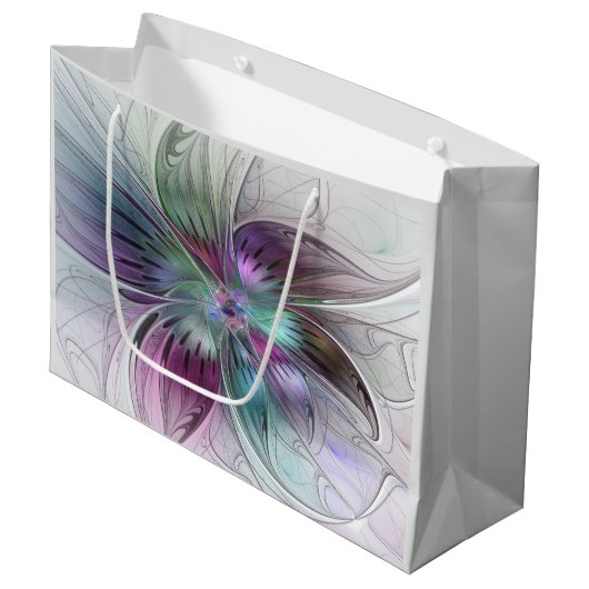 Kleurrijke Abstracte bloem Moderne fractale kunst Groot Cadeauzakje (Voorkant Gekanteld)