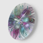 Kleurrijke Abstracte bloem Moderne fractale kunst Grote Klok (Hoek)