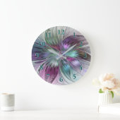 Kleurrijke Abstracte bloem Moderne fractale kunst Grote Klok (Huis)