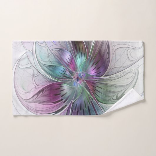 Kleurrijke Abstracte bloem Moderne fractale kunst Handdoek (Handdoek)