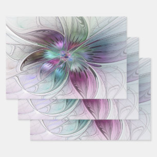 Kleurrijke Abstracte bloem Moderne fractale kunst Inpakpapier Vel