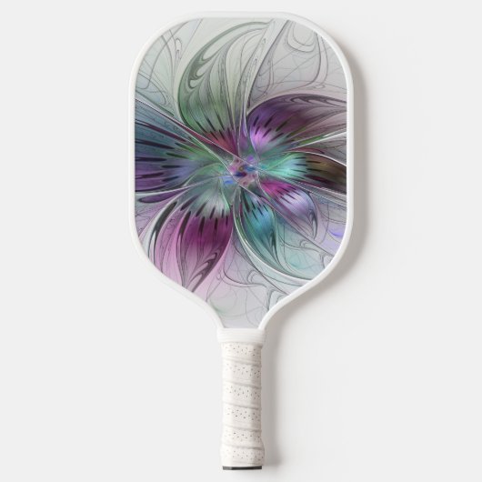 Kleurrijke Abstracte bloem Moderne fractale kunst Pickleball Paddle (Voorkant)