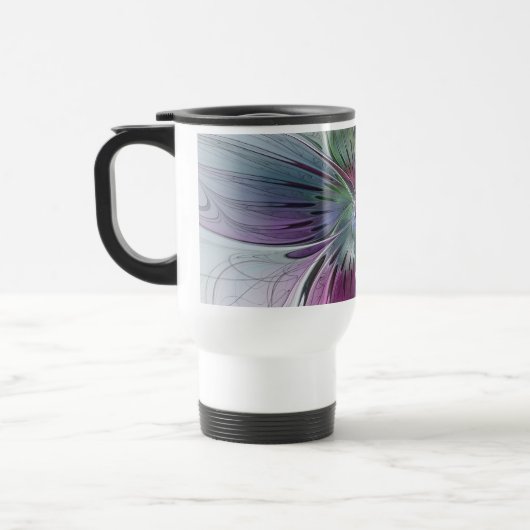 Kleurrijke Abstracte bloem Moderne fractale kunst Reisbeker (Links)