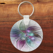 Kleurrijke Abstracte bloem Moderne fractale kunst Sleutelhanger (Voorkant)