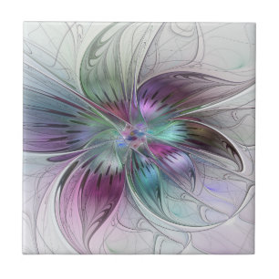 Kleurrijke Abstracte bloem Moderne fractale kunst Tegeltje