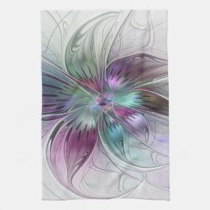 Kleurrijke Abstracte bloem Moderne fractale kunst Theedoek