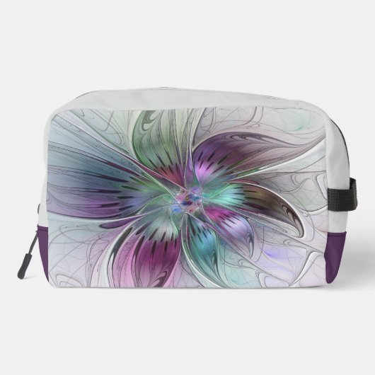 Kleurrijke Abstracte bloem Moderne fractale kunst Toilettasje (Achterkant)