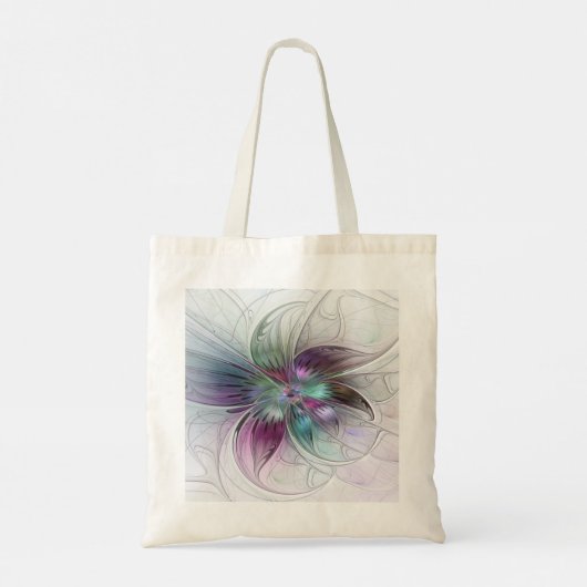 Kleurrijke Abstracte bloem Moderne fractale kunst Tote Bag (Achterkant)