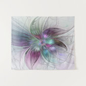 Kleurrijke Abstracte bloem Moderne fractale kunst Wandkleed (Voorkant (horizontaal))