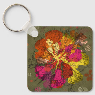Kleurrijke Abstracte Bloem Sleutelhanger