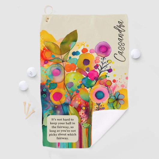 Kleurrijke Abstracte Bloemen Grappig Golfhanddoek (Insitu)